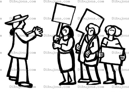 Dibujo para colorear Huelga De Trabajadores Dibujo De Gente Protestatando Con Pancartas Y Carteles Para Pintar Y Colorear
