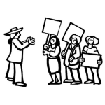 Dibujo para colorear Huelga De Trabajadores Dibujo De Gente Protestatando Con Pancartas Y Carteles Para Pintar Y Colorear