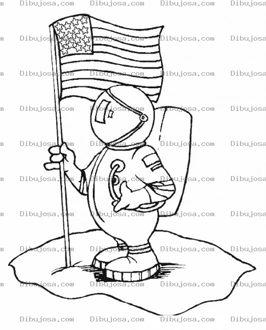 Dibujo para colorear Astronauta Con Bandera De Estados Unidos Dibujo De Astronauta Gringo Para Pintar Y Colorear