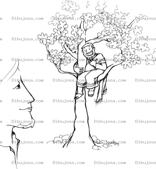 Dibujo para colorear JESUS Y Zaqueo Dibujo Para Pintar Y Colorear A Zaqueo Subido En El Arbol Para Ver A Jesus