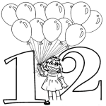 Dibujo para colorear 12globos Dibujo Del Numero Doce Nina Con 12 Globos Para Pintar Y Colorear Docena De Globos