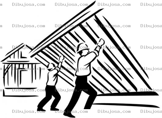 Dibujo para colorear Dibujo De Trabajadores De La Construccion Empujando Una Pared Para Pintar Y Colorear