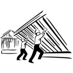 Dibujo para colorear Dibujo De Trabajadores De La Construccion Empujando Una Pared Para Pintar Y Colorear