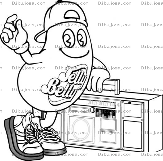 Dibujo para colorear Dibujo De Mister Jelly Belly Escuchando Musica Con Una Radiograbadora Para Pintar Y Colorear