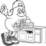 Dibujo para colorear Dibujo De Mister Jelly Belly Escuchando Musica Con Una Radiograbadora Para Pintar Y Colorear