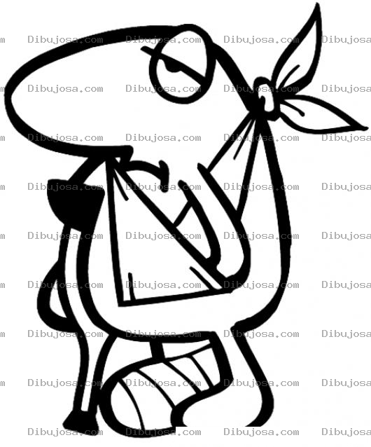 Dibujo para colorear Dibujo De Hombre Quebrado Enyesado Con Cabestrillo Y Muletas Para Pintar Y Colorear