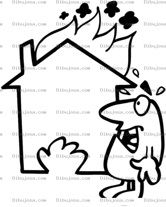Dibujo para colorear Seguro Contra Incendios Casa Incendiada Dibujo De Una Casa Agarrando Fuego Para Pintar Y Colorear