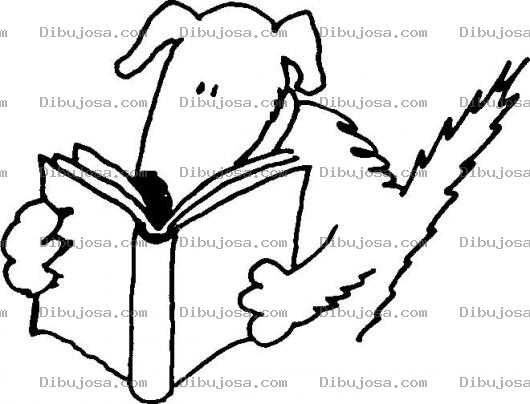 Dibujo para colorear Dibujo De Perro Leyendo Un Libro Para Pintar Y Colorear