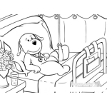 Dibujo para colorear Hospital Veterinario De Perros Dibujo De Perro Quebrado Y Enyesado Postrado En Una Cama Para Pintar Y Colorear