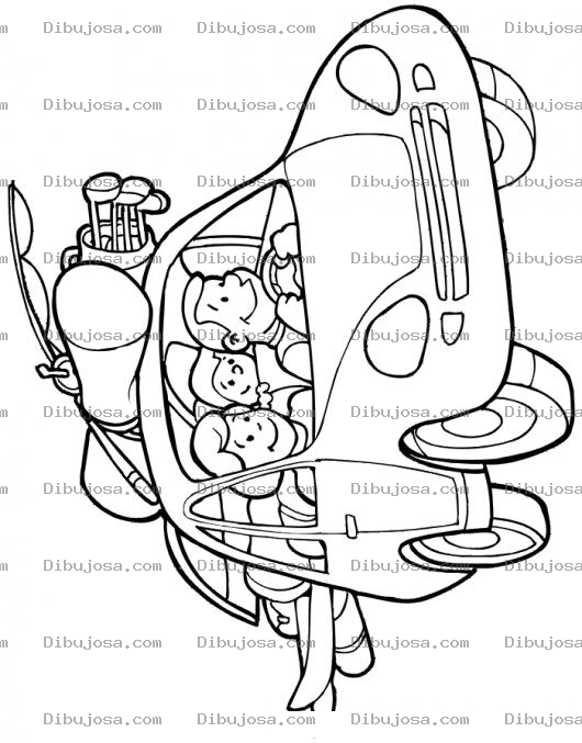 Dibujo para colorear Vacaciones Viaje Familiar Por Tierra Dibujo De Familia Paseando En Su Vehiculo De Vaciones Para Pintar Y Colorear