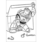 Dibujo para colorear Buzz Lightyear saliendo de una caja de carton