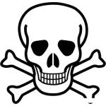 Dibujo para colorear Veneno Para Ratas Y Plagas Dibujo Del Signo De Producto Venenoso Para Pintar Y Colorear calavera de craneo y dos huesos