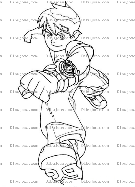 Dibujo para colorear Colorear a Ben 10 Corriendo