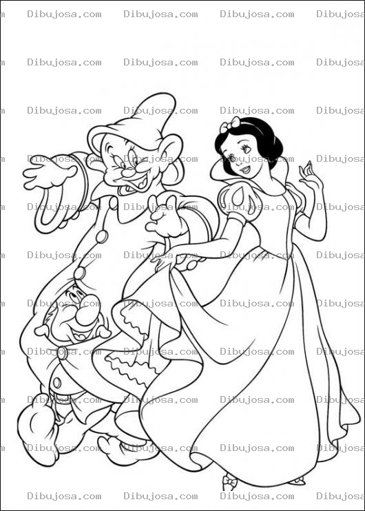 Dibujo para colorear Blancanieves bailando con tontin