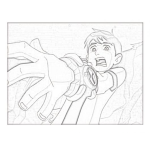 Dibujo para colorear Colorear a Ben 10 tomando su reloj