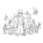 Dibujo para colorear Pintar a Ben10 con sus amigos