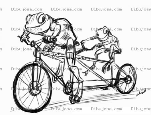 Dibujo para colorear Bicicleta De Dos Plazas Dibujo De Ranas En Bicicletas Unida Para Pintar Y Colorear