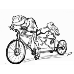 Dibujo para colorear Bicicleta De Dos Plazas Dibujo De Ranas En Bicicletas Unida Para Pintar Y Colorear