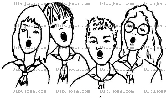 Dibujo para colorear Dibujo De Estudiantes Cantando Para Pintar Y Colorear Ninos Cantando El Himno Nacional