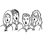 Dibujo para colorear Dibujo De Estudiantes Cantando Para Pintar Y Colorear Ninos Cantando El Himno Nacional