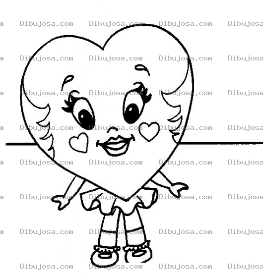 Dibujo para colorear Dibujo De Chica Corazon Con Falta Para Pintar Y Colorear Corazoncita Feliz Nina Con Cara De Corazon