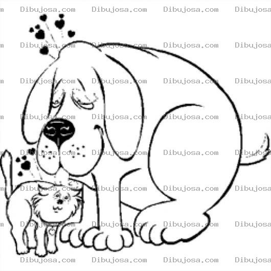 Dibujo para colorear Perro Y Gato Dibujo De Perro Y Gato Enamorados Para Pintar Y Colorear