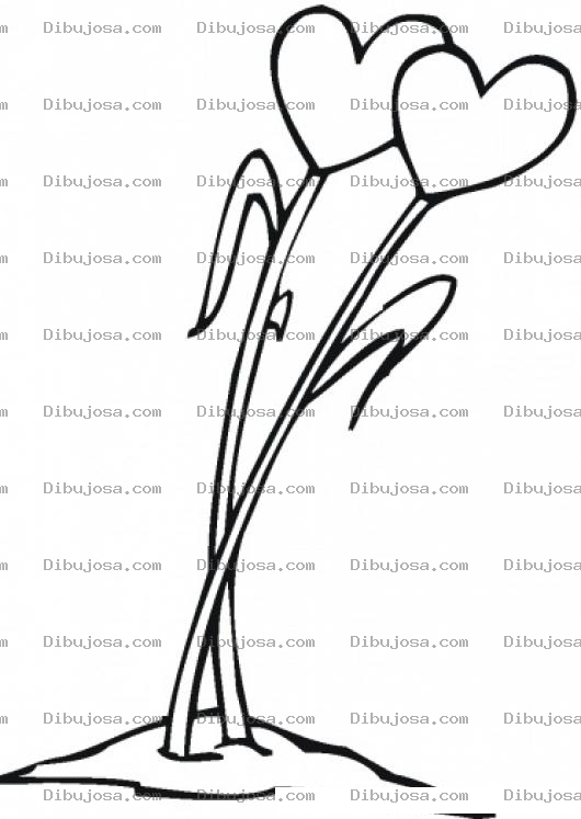 Dibujo para colorear Flores Corazon Para Pintar Y Colorear