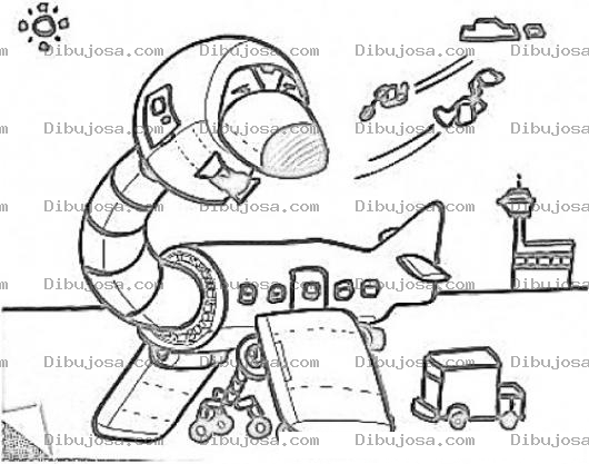 Dibujo para colorear Avion De Carga Dibujo De Un Avion Atterizado Con Forma De Pajaro Para Pintar Y Colorear