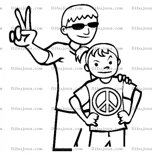 Dibujo para colorear Paz Y Amor Dibujo De Chicos Con El Signo De Pis En Lo Dirian En Gutemala