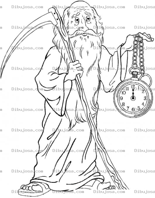 Dibujo para colorear Ano Viejo Dibujo Del Anoviejo Para Pintar Y Colorear Viejito Con Reloj De Bolsillo Y Guadana De La Muerte