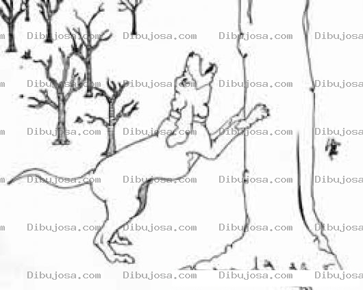 Dibujo para colorear Dibujo De Perro Ladrando En Un Arbol Para Pintart Y Colorear
