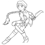 Dibujo para colorear Dibujo De Chica Guerrera Con Cuchillos Para Pintar Y Colorear