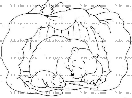 Dibujo para colorear Ososo Hibernando Dibujo De Mama Oso Durmiendo Con Su Hijo Osito Para Pintar Y Colorear
