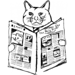 Dibujo para colorear Periodico De Animales Dibujo De Gato Leyendo Las Noticias De La Prensa Para Pintar Y Colorear Gatito Con Diario