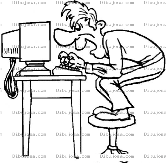 Dibujo para colorear Dibujo De Hombre Frente A La Computadora Parado En El Banquito De Sentarse Para Pintar Y Colorear