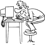 Dibujo para colorear Dibujo De Hombre Frente A La Computadora Parado En El Banquito De Sentarse Para Pintar Y Colorear