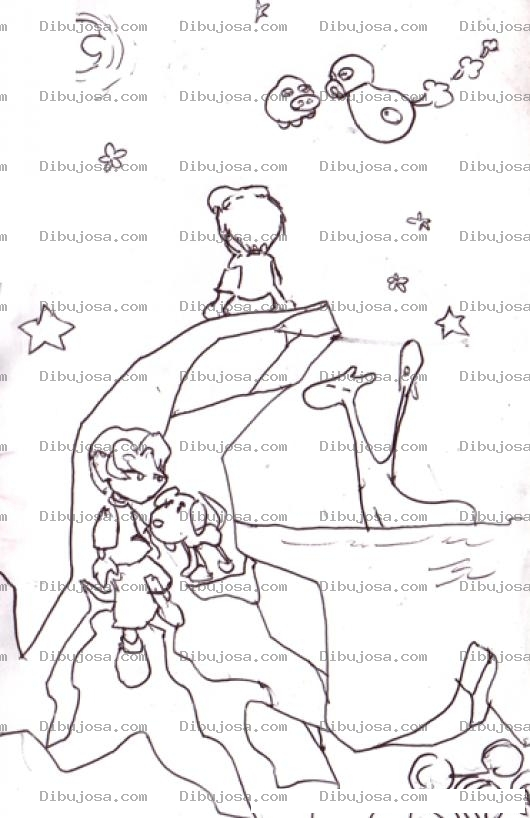 Dibujo para colorear Dibujo De Noche Estrellada Sobre Un Iceberg Para Pintar Y Colorear