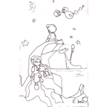 Dibujo para colorear Dibujo De Noche Estrellada Sobre Un Iceberg Para Pintar Y Colorear
