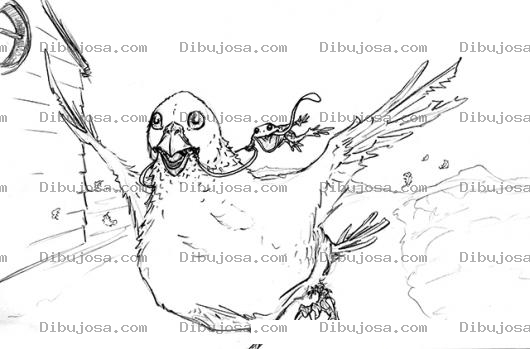 Dibujo para colorear Dibujo De Paloma Con Rana Para Pintar Y Colorear