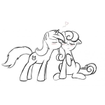 Dibujo para colorear Dibujo De Ponis Enamorados Para Pintar Y Colorear Pony Dando Un Besito