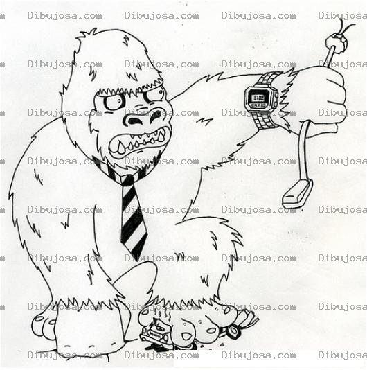 Dibujo para colorear Dibujo De Kingkong Con Corbata Y Reloj De Pulsera Para Pintar Y Colorear