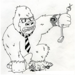 Dibujo para colorear Dibujo De Kingkong Con Corbata Y Reloj De Pulsera Para Pintar Y Colorear