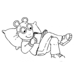 Dibujo para colorear Dibujo De Ratoncito Leyendo Un Libro Acostado Para Pintar Y Colorear Raton Lector