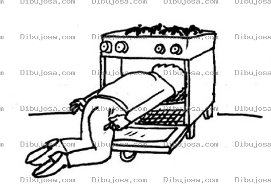 Dibujo para colorear Dibujo De Mujer Soplando El Horno Para Pintar Y Colorear