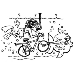Dibujo para colorear Dibujo De Buzo En Bicicleta Bajo El Agua Para Pintar Y Colorear