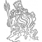 Dibujo para colorear Reydelmar Dibujo De Neptuno El Rey Del Mar Con Su Tridente Para Pintar Y Colorear Personaje De Mitologia Griega