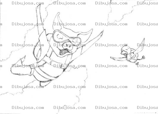 Dibujo para colorear Dibujo De Cerdo Paracaidista Y Pajarito Parcaidista Para Pintar Y Colorear Salto En Paracaidas