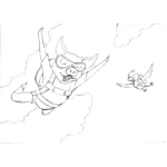 Dibujo para colorear Dibujo De Cerdo Paracaidista Y Pajarito Parcaidista Para Pintar Y Colorear Salto En Paracaidas