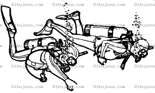 Dibujo para colorear Buzos Dibujo De Dos Amigos Buceando Para Pintar Y Colorear A 2buzos