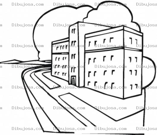 Dibujo para colorear Hospitales Dibujo Del Edificio De Un Hospital Para Pintar Y Colorear